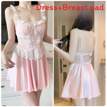 (Pink,XL)Youthful Satin Sleepwear With Sleeveless Design And Cooling Fabric For Summer Nights