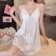 (StarryBunny,M)Sweetheart Nightdress With Ice Silk Fabric And Sleeveless Design For Relaxing Sleep Sessions