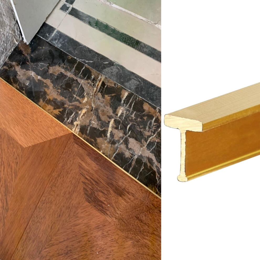 Brass Floor Transition Strip For Wood To Tile, Brushed Brass Threshold Trim, Cuttable Edge Protector 63In 9771547870449