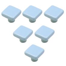 6 pcs Light Blue Square Ceramic Cabinet Drawer Knobs 32mm Durable Handles for Wardrobe Furniture Decor