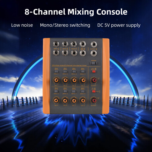 8-Channel Mixing Console 173x153x48mm, Metallic 1