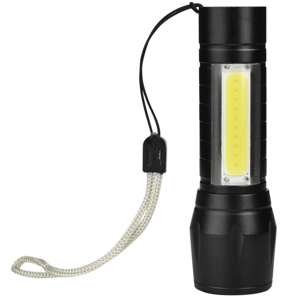 Ultra Mini Rechargeable Flashlight With Cob Work Light, Super Bright Usb Zoomable Led, 3 Modes 9351714494182