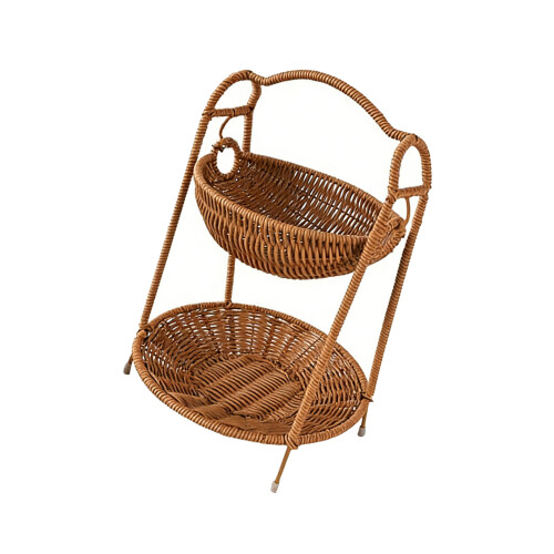 Elegant Multilayer Round Fruit Basket Woven-Dessert stand