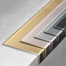 Non Slip Aluminum Stair Edge Trim with Anti Slip Surface, Peel and Stick L Shaped Nosing Strip Gray 90cm