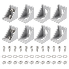 8 Pcs 3030 Aluminum Extrusion Corner Bracket Set with M6 TNuts Screws, Precise 90 Frame Connector