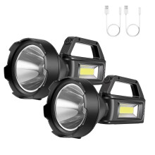 Rechargeable Spotlight Flashlight Set, Lumen Waterproof LED Searchlight with USB Output for Camping and Emergencies