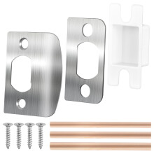 Stainless Steel Door Strike Plate with Screws Silver, Adjustable Secure Fit Noise Reduction for Home and Office
