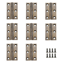 8 Pcs 1.5 Inch Solid Brass Cabinet Hinges Bronze Finish for Jewelry Boxes, Smooth Folding Action