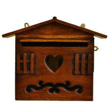 Rustic Wall Mounted Wooden Mailbox with Lock, Vintage Farmhouse Outdoor Decorative Post Box