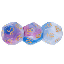 3PCS 12-Sided Dice Set Acrylic Blue Purple White