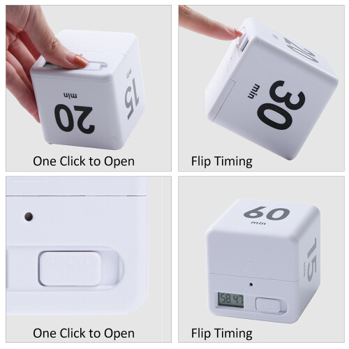 Cube Timer 2.6in, 15-20-30-60min, ABS, 7 Colors 1