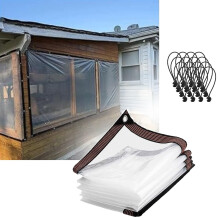 14x20 Clear Vinyl Tarp Waterproof UV Resistant Cover with Reinforced Edges and Rustproof Grommets for Patio