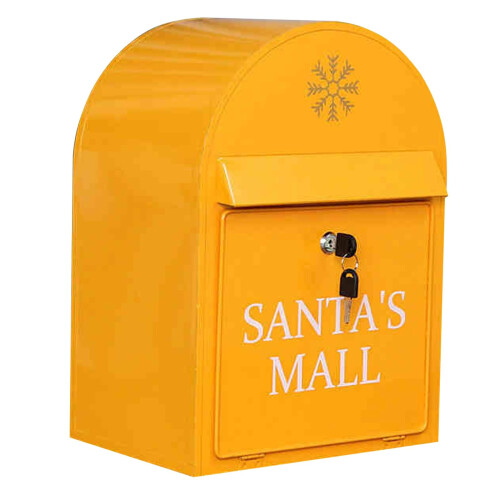 Yellow Metal Locking Wall Mount Mailbox with Keyed Lock Security for Home and Office Use