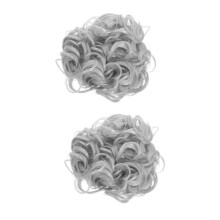 Grey Messy Bun Hair Piece Extensions for Women, Curly Chignon Clip, Natural Volume & Lightweight Comfort