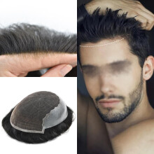 Men's Toupee Hair Replacement System French Lace Front Human Hairpiece 7x9 Medium Ash Brown Natural Hairline