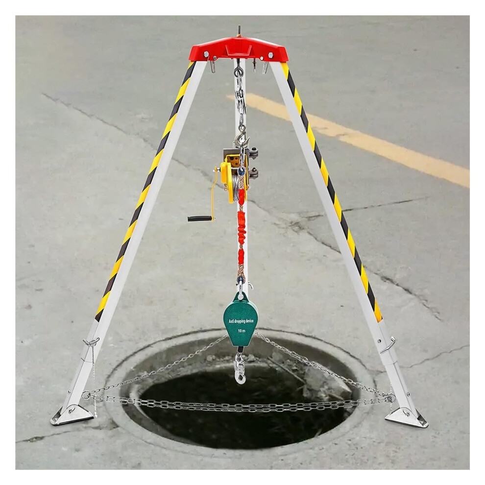 Confined Space Tripod Rescue System 1800Lbs Aluminum Kit With Winch And Fall Protection For Manhole Entry Silver 9351714495127
