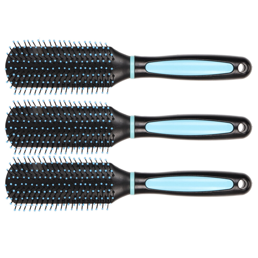 Unisex 3Pcs 9-Row Hair Brush Abs Detangle For Wavy/Curly
