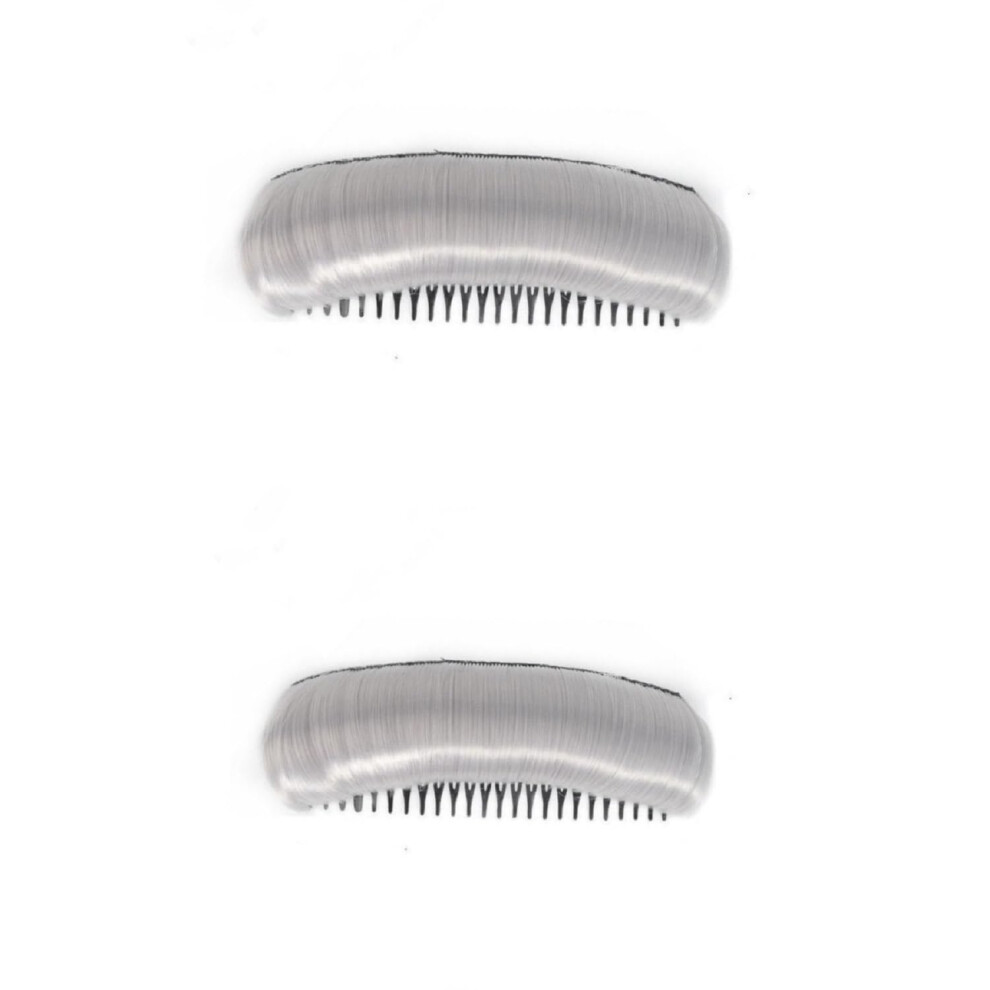Unisex Silver,Grey Invisible Hair Bump Insert Clip For Instant Volume Boost, Fluffy Hair Pad Styling Tool Silver Grey 2 Pack