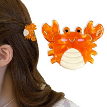Cute Crab Hair Clip for Women with Secure Claw Grip, Playful Sea Animal Design, Glossy Durable Finish