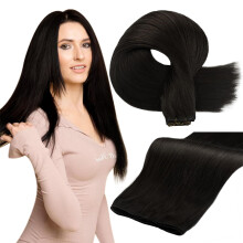Jet Black Human Hair Extensions 18 Inch Real Remy Sew In Weft for Women 50G