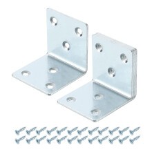 4 Set Heavy Duty L Bracket Metal Corner Braces with Screws for Wood Shelves Silver 2.01'x1.97'x2.01'