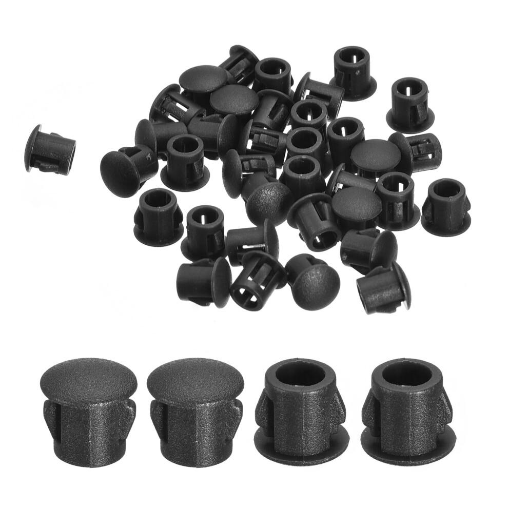 58Pcs 6Mm Black Nylon Hole Plugs Round Snapin Caps For Furniture Panels Clean Finish Dustproof 9330225346975