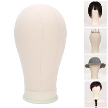 21 Inch Canvas Wig Head for Styling, Durable Cork Mannequin with Realistic Shape and Stable Support