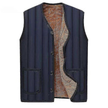 (2XL, Navy Blue) Fleece-lined Thermal Vest Outwear For Men Thickened Solid-color Waistcoat Middle-aged Men's Plush Vest High Quality