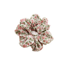 French Floral Chiffon Hair Scrunchie Pink Elastic Hair Tie for Women Gentle Stretch Fit