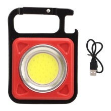 Mini Keychain Flashlight 500LM Ultra Bright Rechargeable COB Light with Magnetic Base for Camping Red