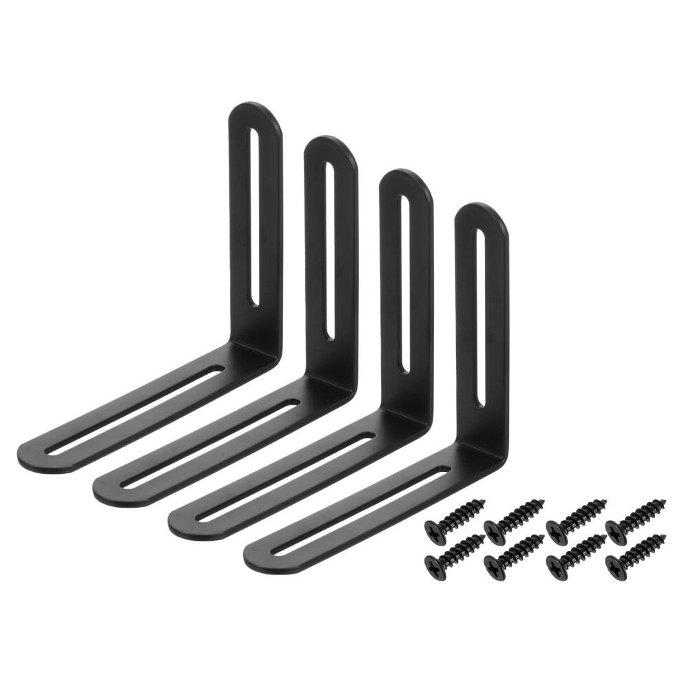 4Pcs Adjustable Stainless Steel L Shape Corner Brackets With Screws, RustâProof Right Angle Brace For Wooden Furniture Cabinet, Black 9330225347187