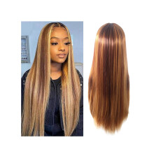 Long Straight Lace Front Wig 26 Inch Brown Glueless HD Transparent PrePlucked Hairline for Daily Use and Party