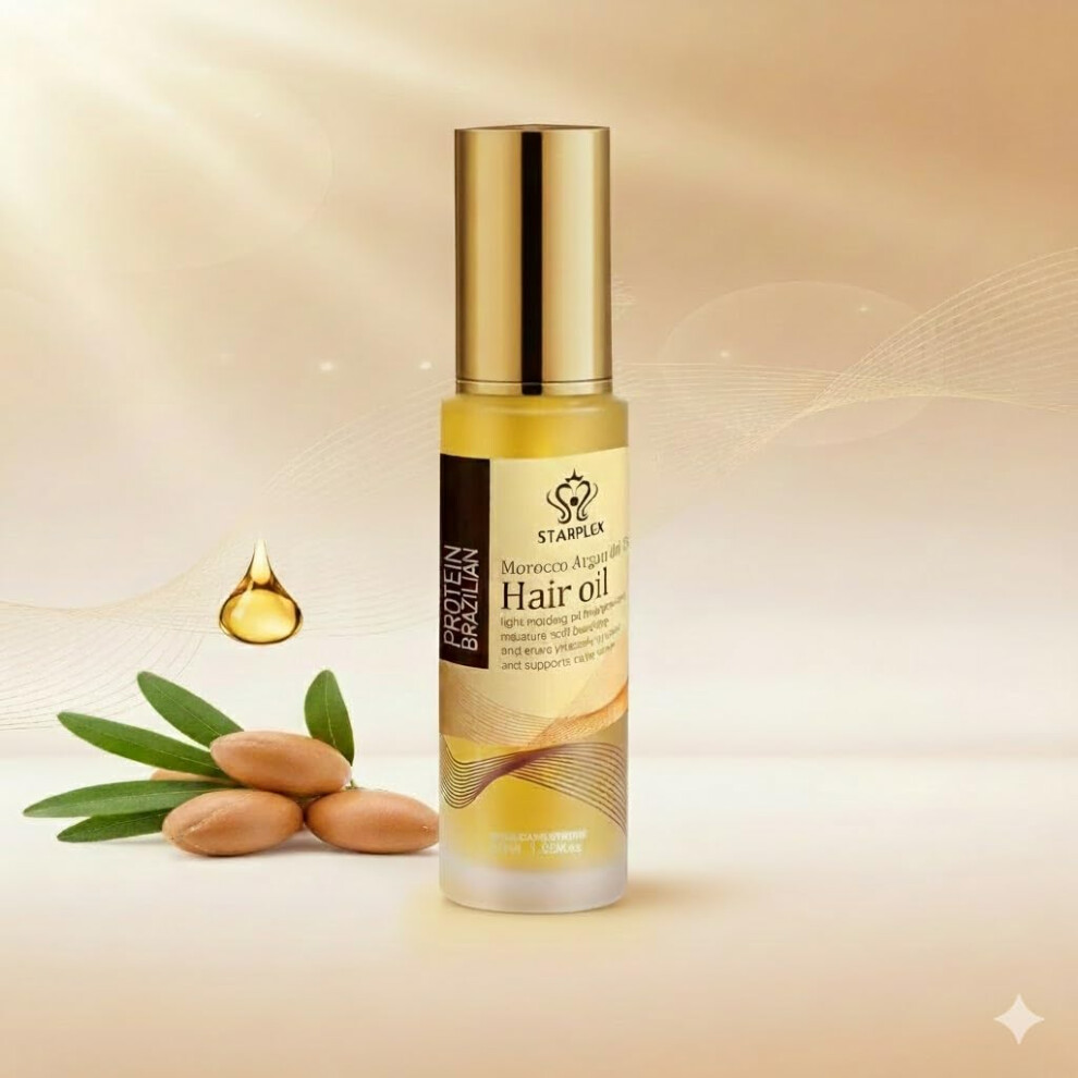 Argan Oil Hair Treatment for Dry Damaged Hair, Deep Moisture Boost and Frizz Control Serum 50ml