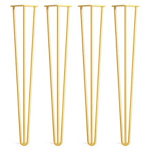 Hairpin Furniture Legs 25cm Yellow Set, Modern Table Legs with Screws, Easy Installation Design