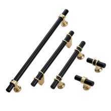 Modern Black Gold Cabinet Handles Drawer Pulls 256mm Durable Zinc Alloy Minimalist Wardrobe Door Handle