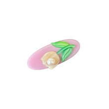Purple Flower Pearl Hair Clip Set of 3, Jelly Oval Duckbill Hairpin with 3D Floral Relief Design