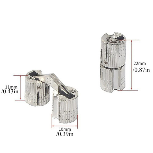 2 Pack 10mm Brass Concealed Cabinet Hinges, Silver Invisible Barrel Hinges, 180 Smooth Opening 1