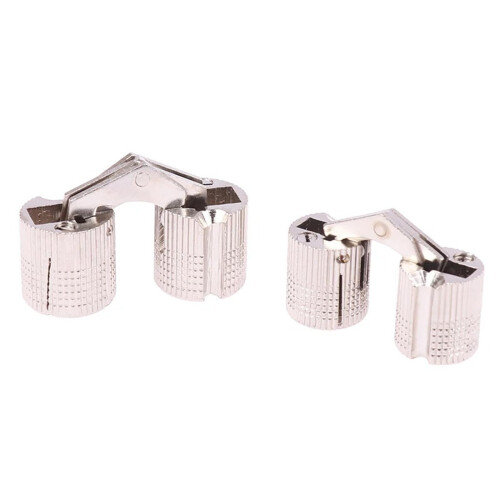 2 Pack 10mm Brass Concealed Cabinet Hinges, Silver Invisible Barrel Hinges, 180 Smooth Opening 2