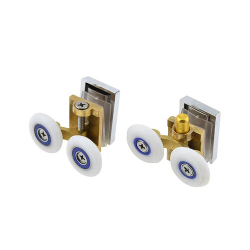 Shower Door Rollers Adjustable Double Wheel Replacement Smooth Sliding for 48mm Glass 25.5mm 1