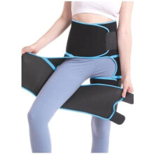 Adjustable Thigh Compression Sleeve Hip Brace Waist Trainer for Women 3in1 Support Blue S/M