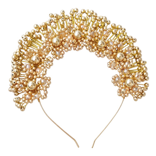 Delicate Wedding Headpiece Pearls Headband with Artificial-Gold