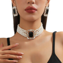 Trendy Geometric Shaped Colorful Crystal And Imitation-Black