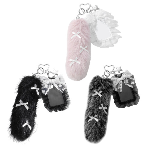 Trendy Styles Plush Keychain With Tail And Bowknot Designs-Pink 1