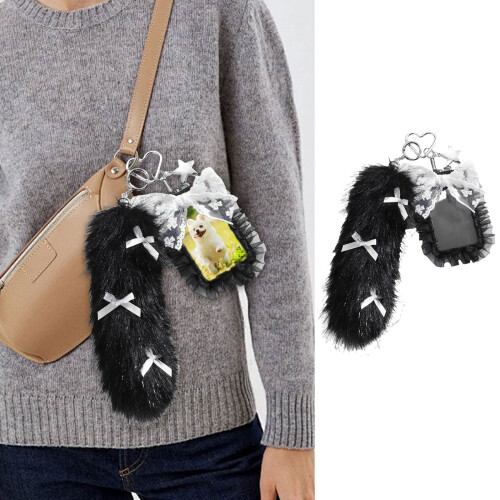 Trendy Styles Plush Keychain With Tail And Bowknot Designs-Pink 2