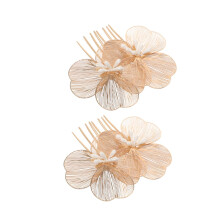 2pcs Baroque Gold Flower Bridal Hair Comb Set Handmade Vintage Wedding Hair Accessory for Brides and Bridesmaids