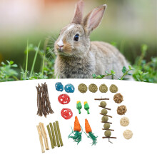 20pcs Hamster Chew Toys Log Loofah Rattan Ball Set