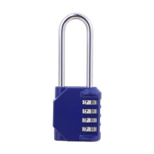 3 Pack 2 Inch Blue 4 Digit Combination Padlock Set, Weatherproof Long Shackle Lock for Gym or Fence