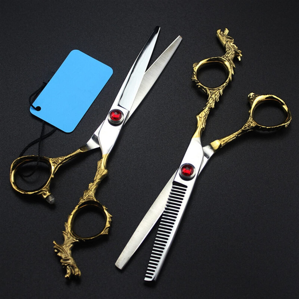 Professional Hair Cutting Scissors 6 Inch Japanese 440C Barber Shears with Ergonomic Dragon Handle for Salon Use