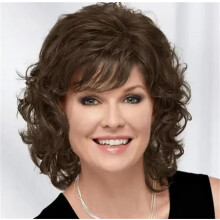 Short Curly Synthetic Wig with Bangs Lace Front, Natural Look and Comfort Fit for Women Cosplay