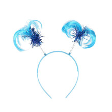 Patriotic Tinsel Headband with Shimmer Motion Design, Light Blue Sparkly Hairband for Independence Day Parade